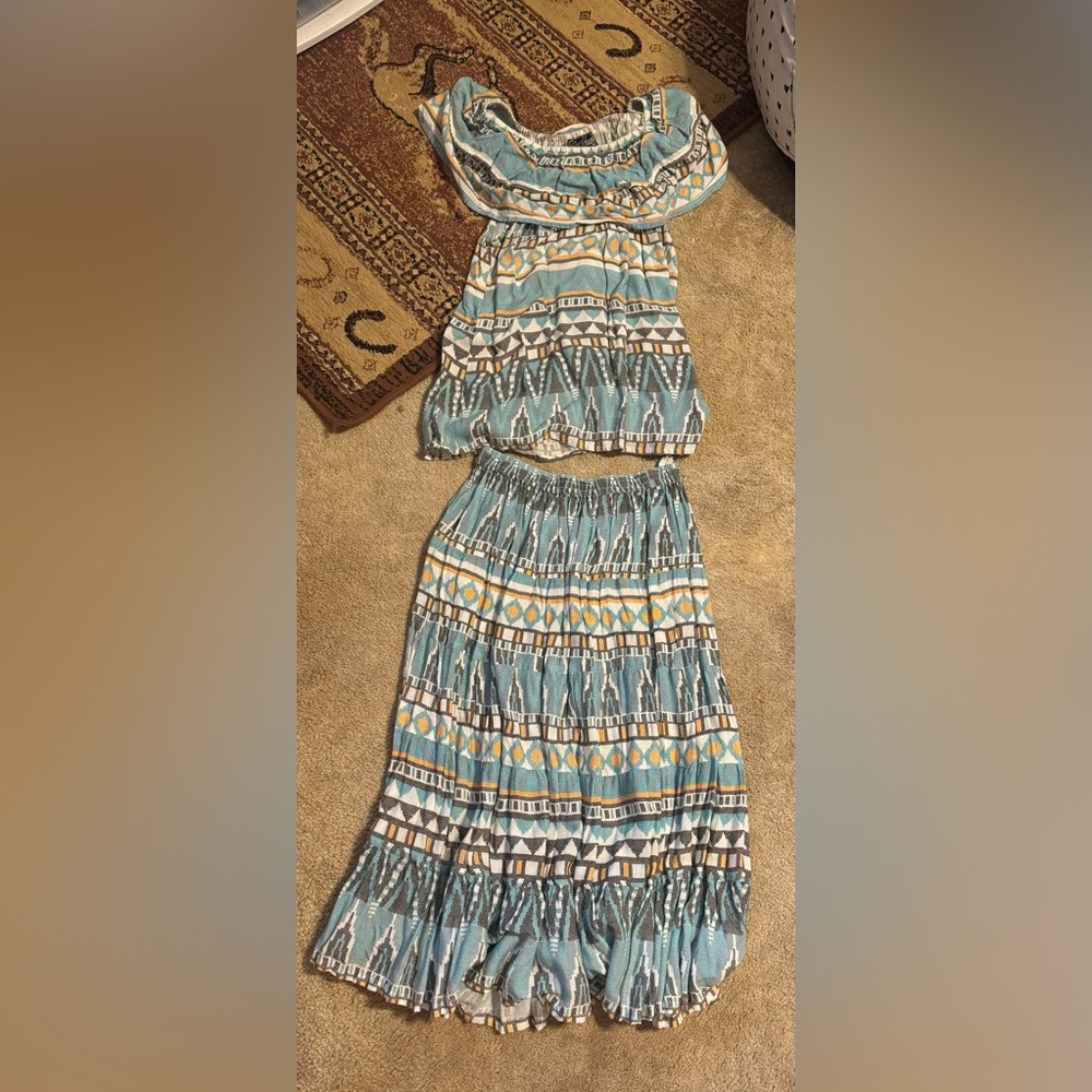 Western outfit, two piece top and skirt